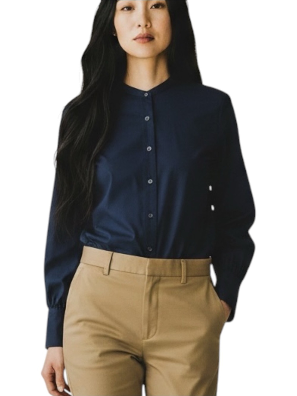 J Crew Classic Navy Cotton Button Down Shirt Bodysuit NWT Size 10 Academia